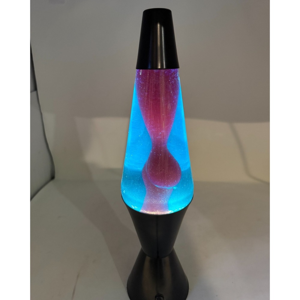 Vintage 1994 Lava Lite Midnight Series Lava Lamp Blue Liquid Black Base 16"